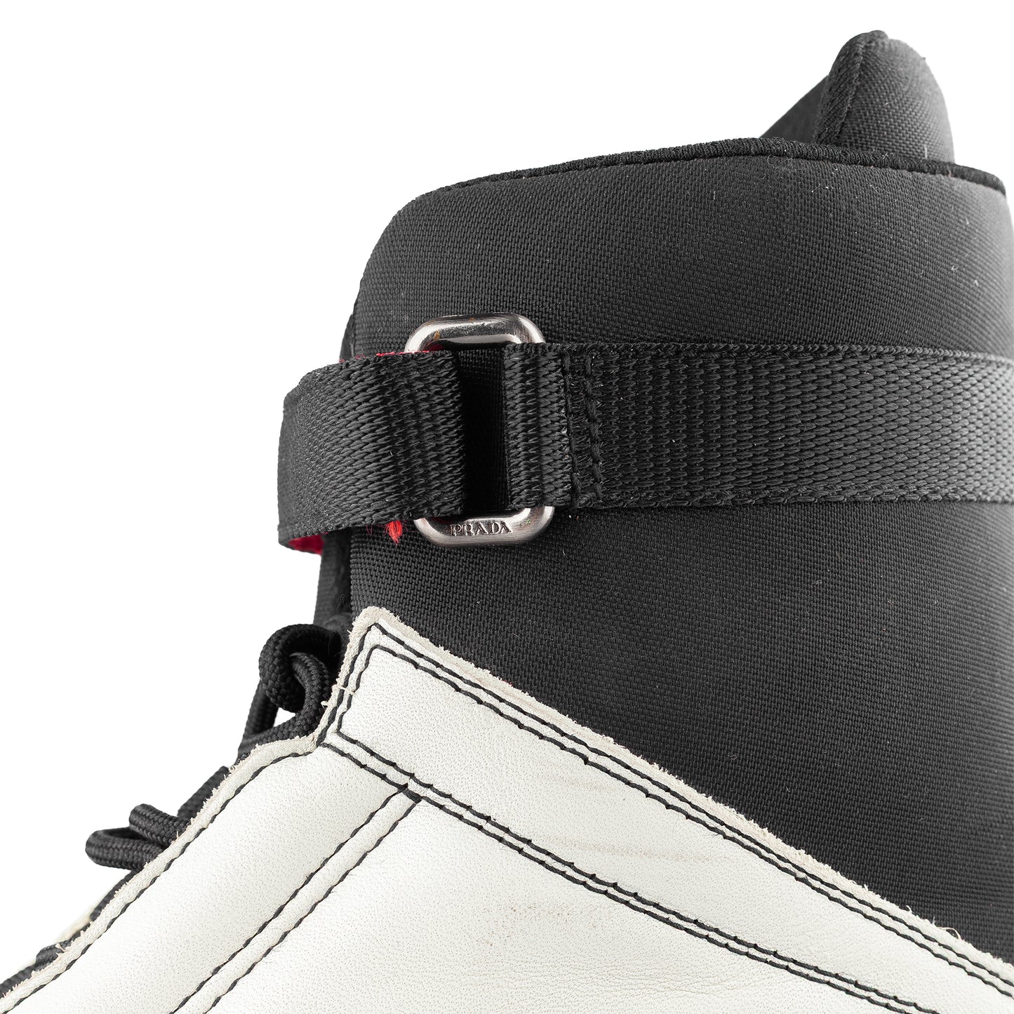 Prada Sport Linea Rossa Beige Lace Up Leather Ankle Snow Boots