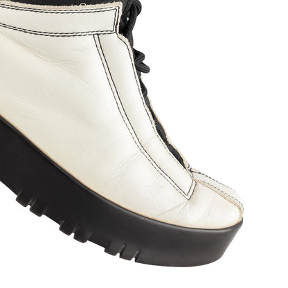 Prada Sport Linea Rossa Beige Lace Up Leather Ankle Snow Boots