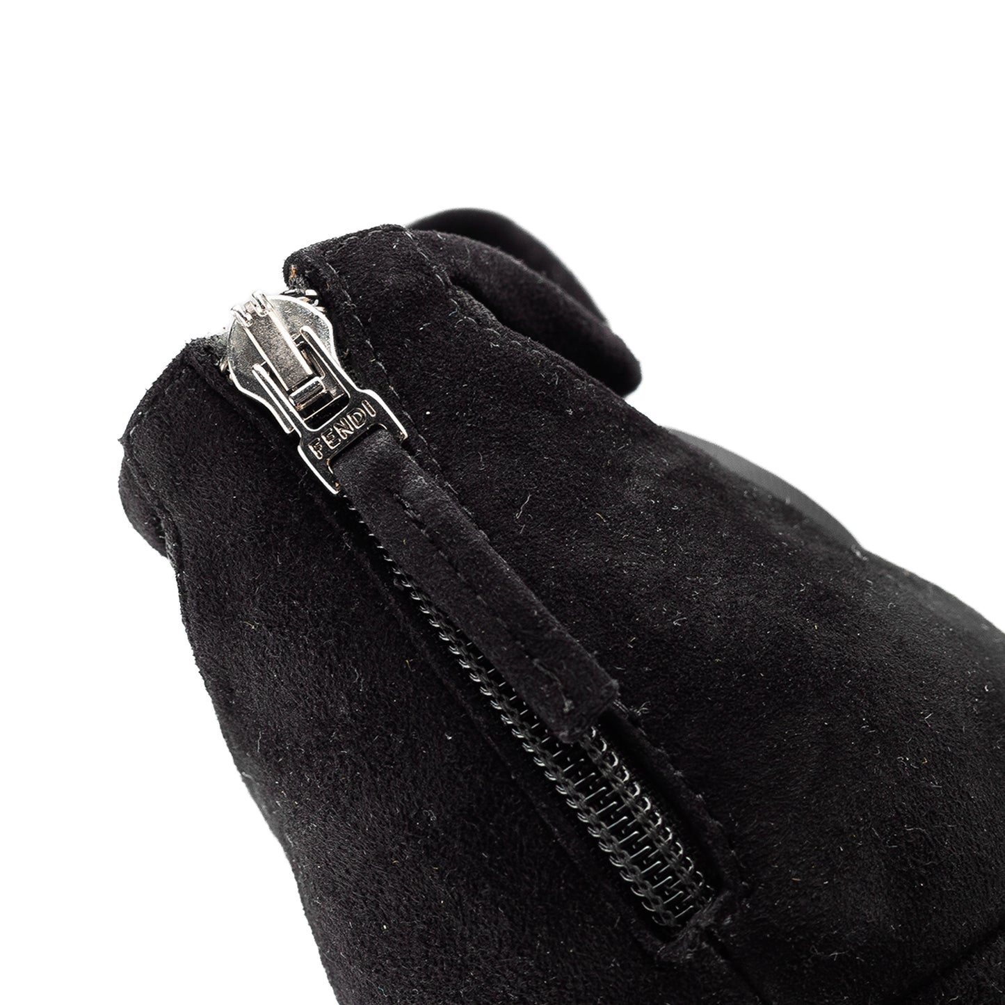 Fendi SS 2009 Black Suede and Fabric Peep Toe Platform Ankle Boots