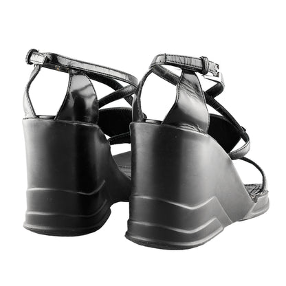 Prada FW 2014 Futuristic Black Wedge Sandals
