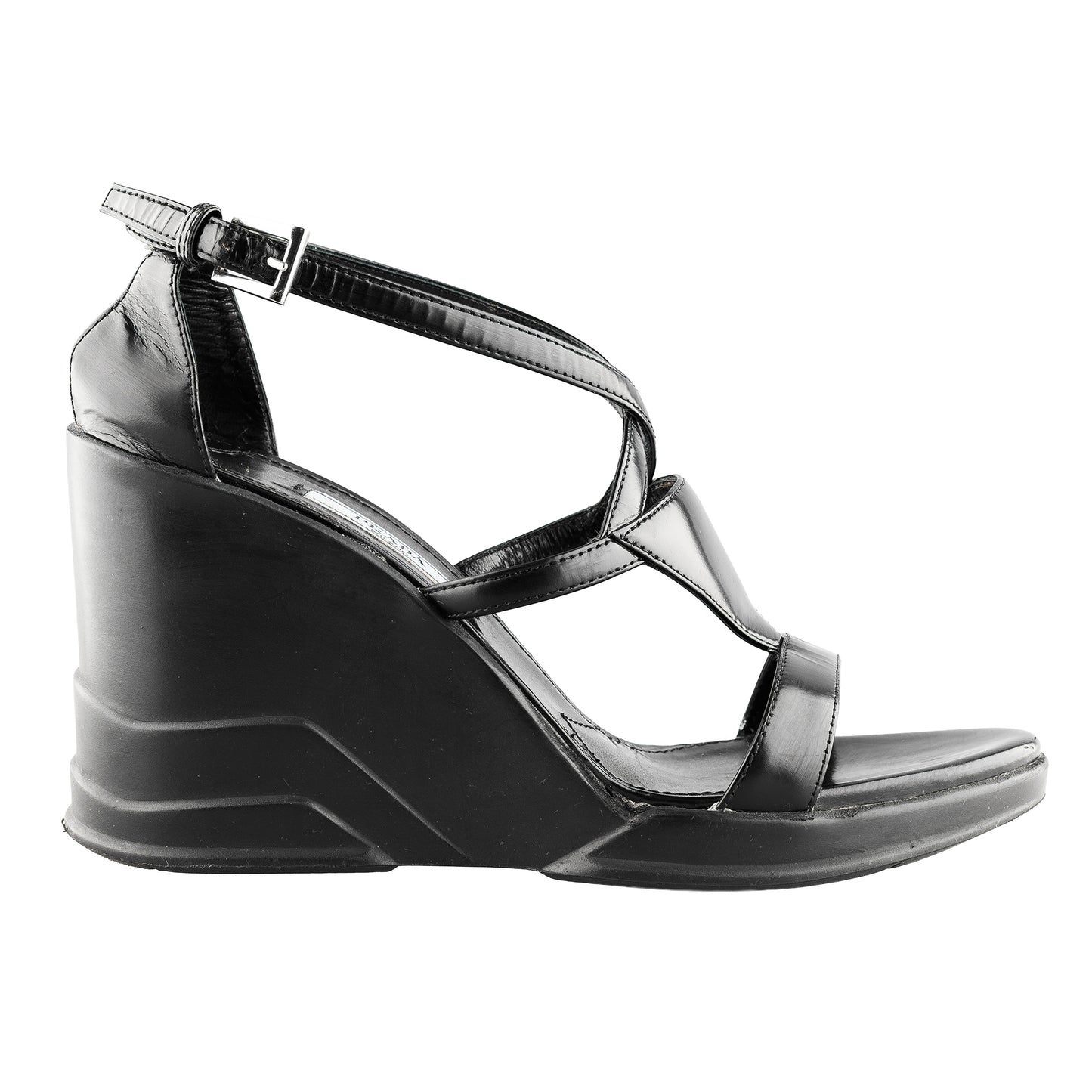 Prada FW 2014 Futuristic Black Wedge Sandals