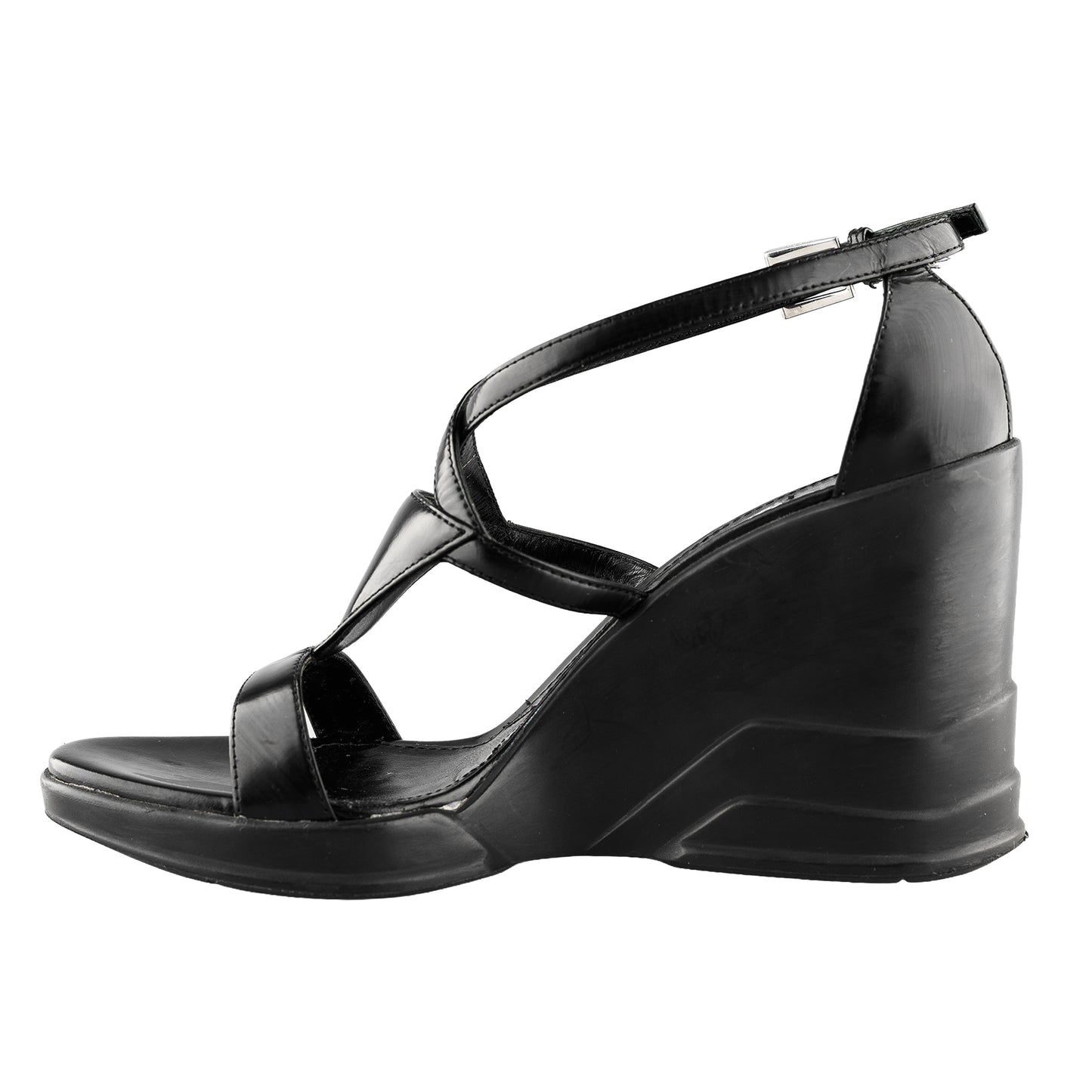 Prada FW 2014 Futuristic Black Wedge Sandals