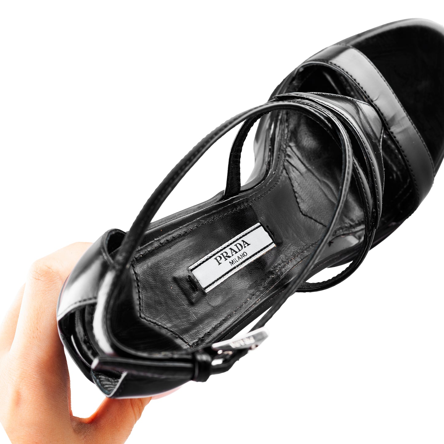 Prada FW 2014 Futuristic Black Wedge Sandals