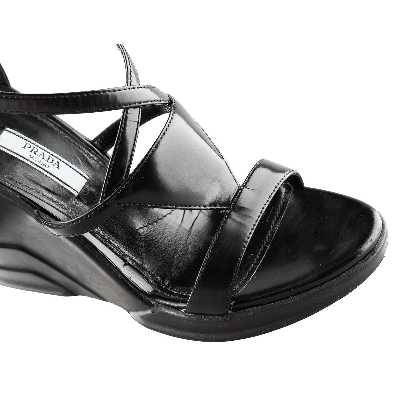 Prada FW 2014 Futuristic Black Wedge Sandals