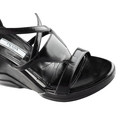 Prada FW 2014 Futuristic Black Wedge Sandals