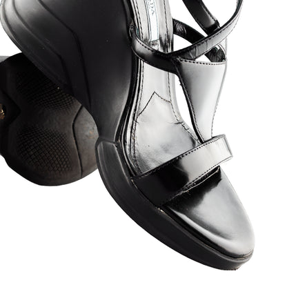 Prada FW 2014 Futuristic Black Wedge Sandals