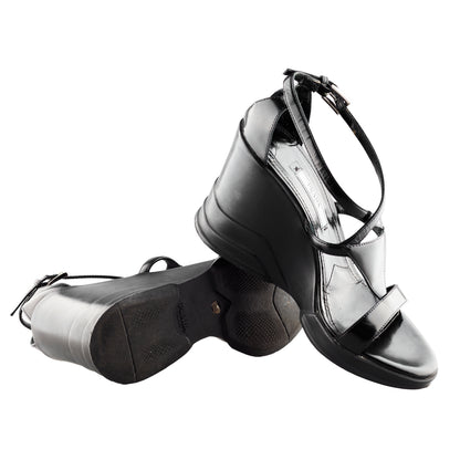Prada FW 2014 Futuristic Black Wedge Sandals