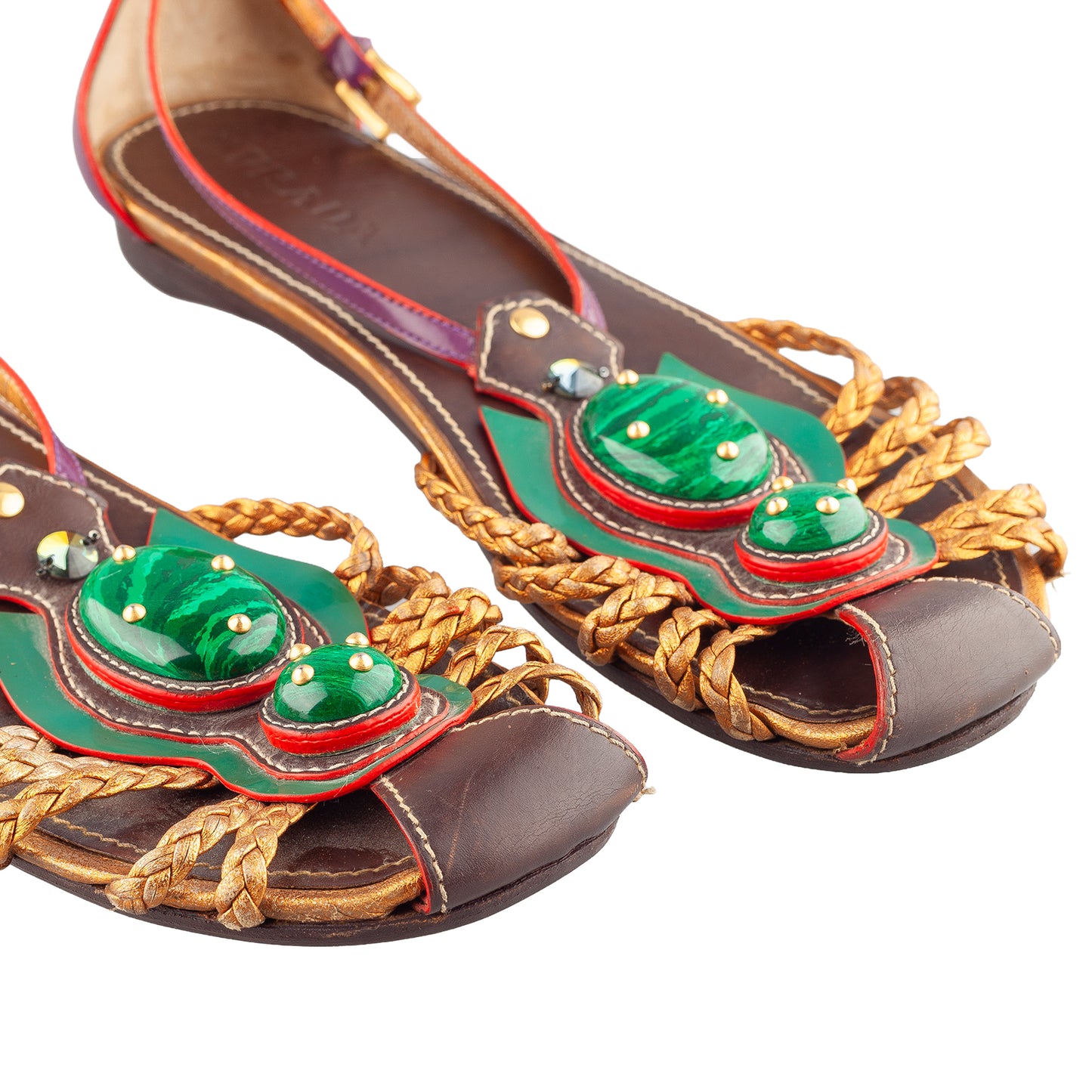 Prada Embellished Roman Sandals with Jewel Stones