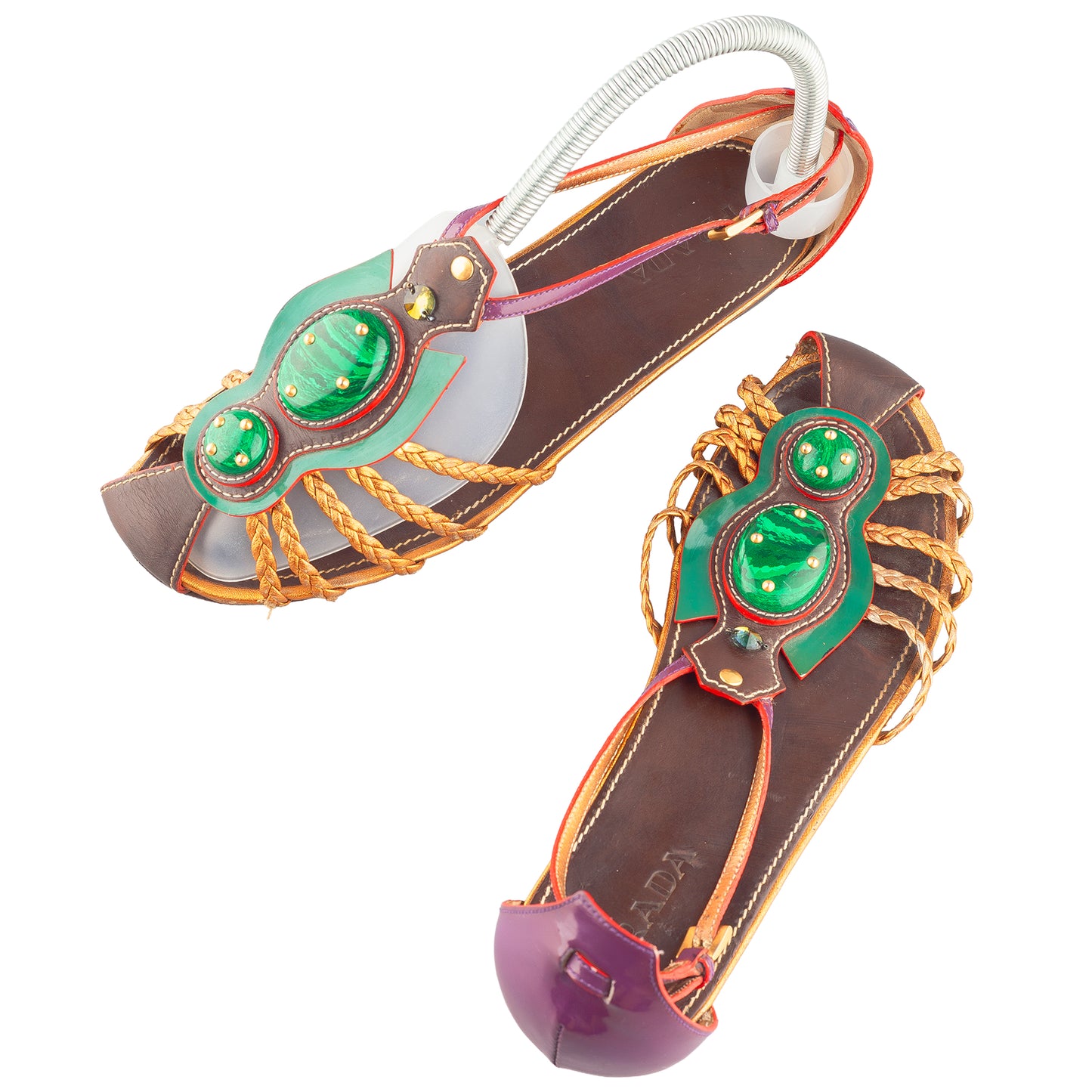 Prada Embellished Roman Sandals with Jewel Stones