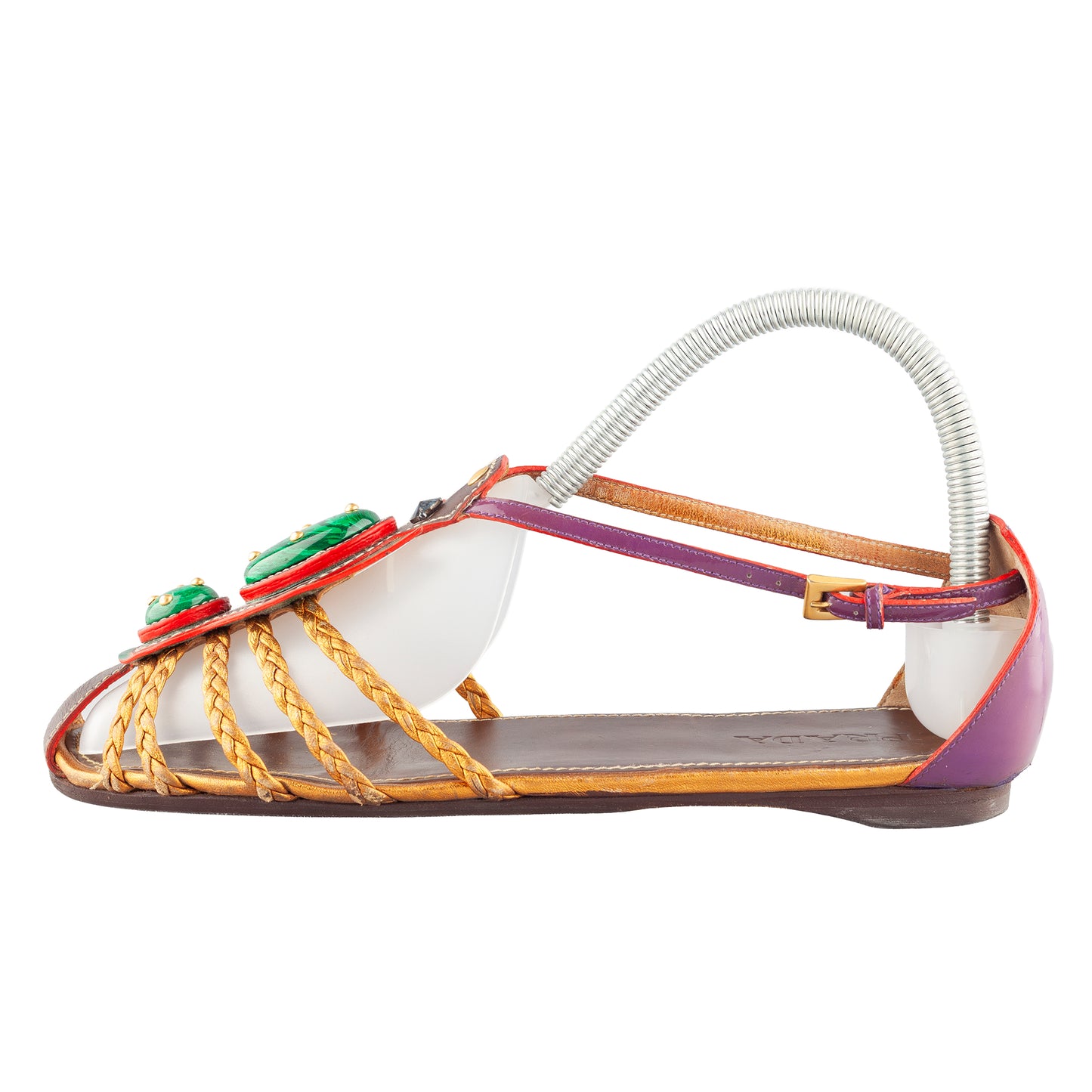 Prada Embellished Roman Sandals with Jewel Stones