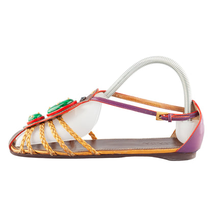 Prada Embellished Roman Sandals with Jewel Stones
