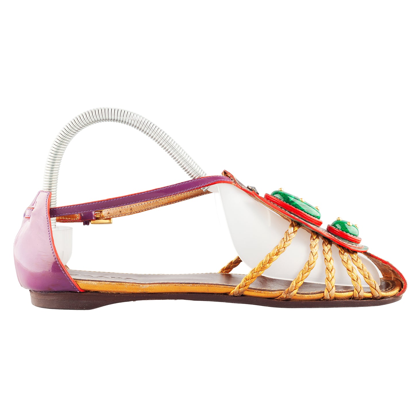 Prada Embellished Roman Sandals with Jewel Stones