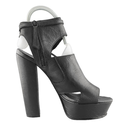 Diesel Chunky Heels Black Platform Open Toe
