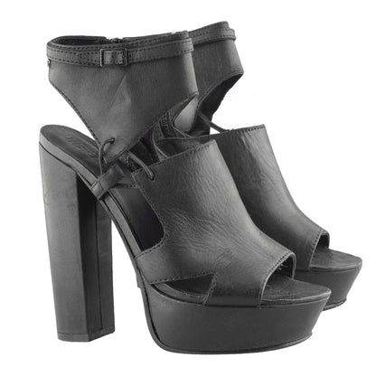 Diesel Chunky Heels Black Platform Open Toe