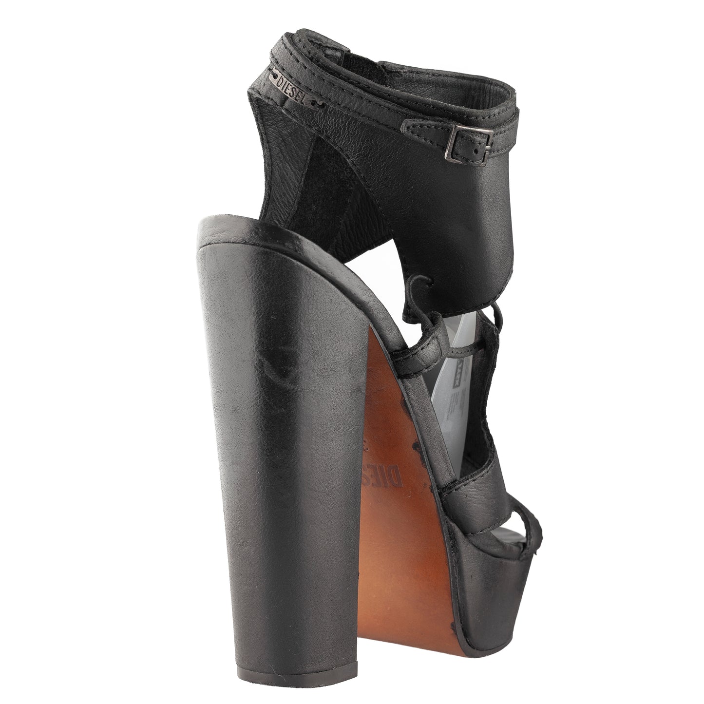 Diesel Chunky Heels Black Platform Open Toe
