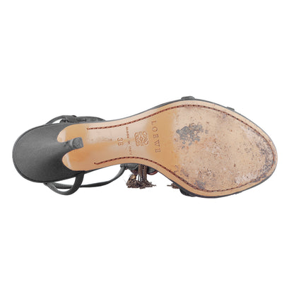 Loewe Black Sandals with Beaded Detailing