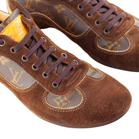 Louis Vuitton Brown Suede And Monogram Canvas Energie Low Top Sneakers