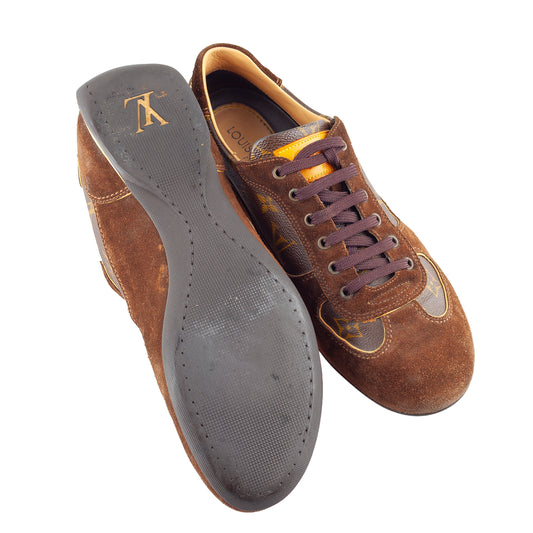 Louis Vuitton Brown Suede And Monogram Canvas Energie Low Top Sneakers