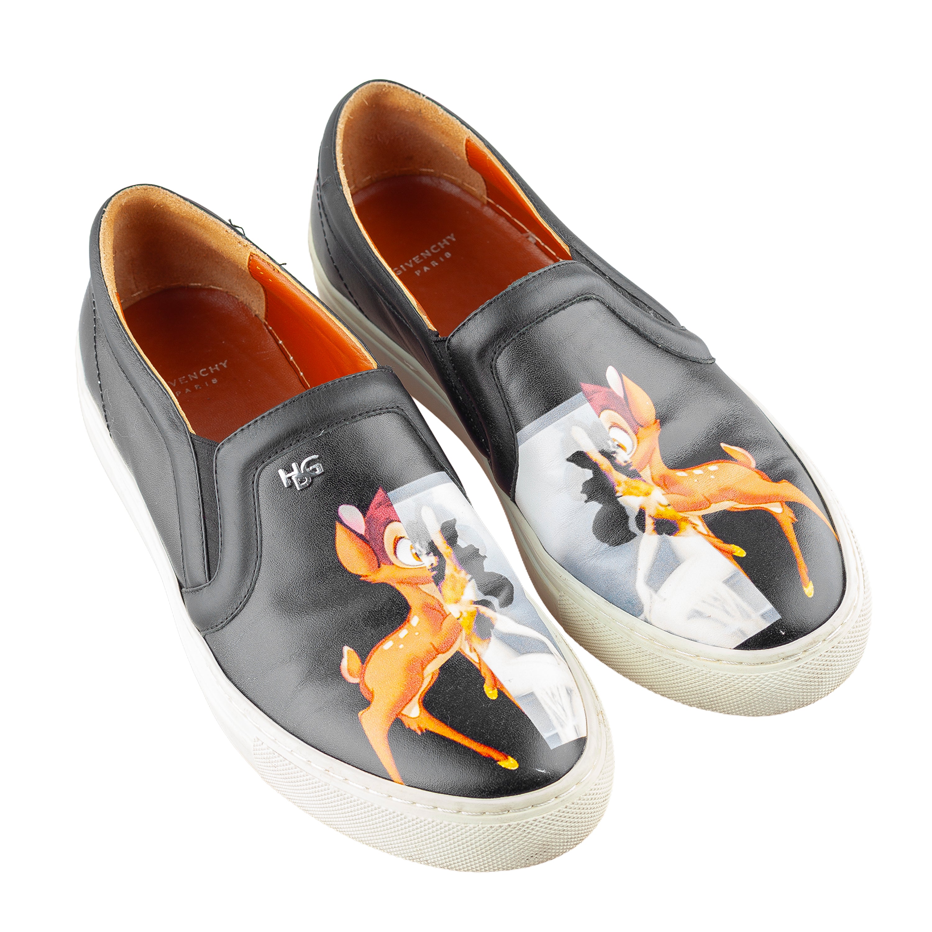 Givenchy Paris by Tisci x Disney Bambi Black Leather Slip On Shoes