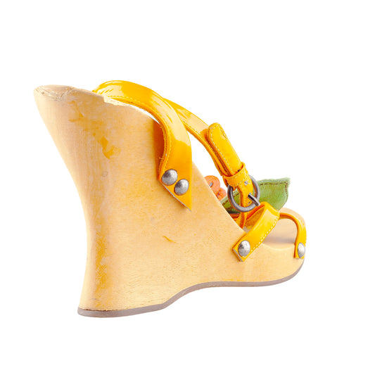 Miu Miu 2020 Flower Wooden Wedge Sandals