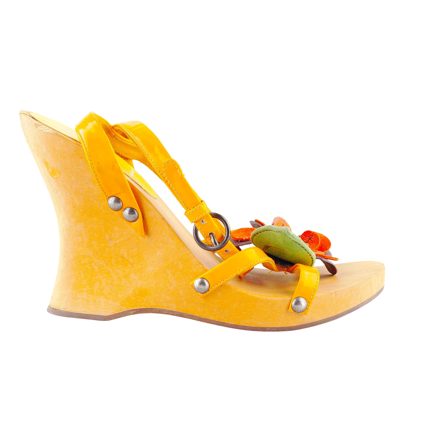 Miu Miu 2020 Flower Wooden Wedge Sandals