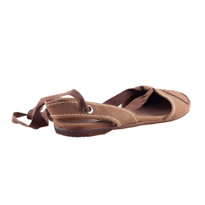 Prada Brown Logo Lace-Up Flat Espadrilles