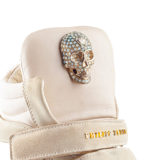 Philipp Plein Light Brown Wedge Skull Sneakers