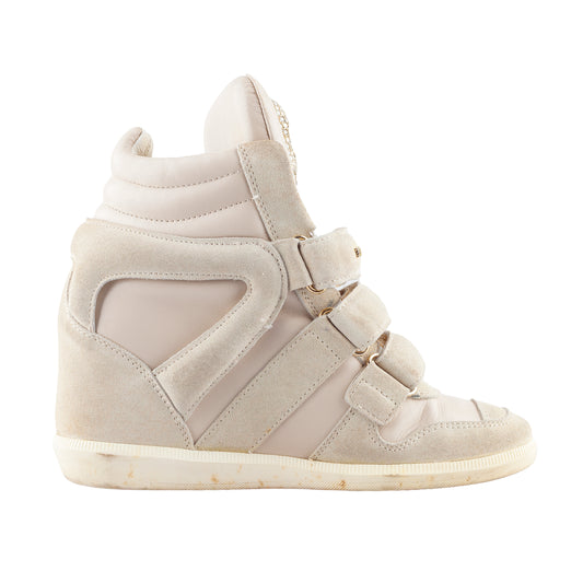 Philipp Plein Light Brown Wedge Skull Sneakers