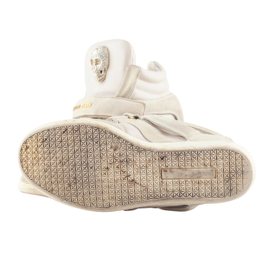 Philipp Plein Light Brown Wedge Skull Sneakers