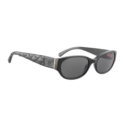 Chanel Vintage Black Quilted Leather Padded Sunglasses