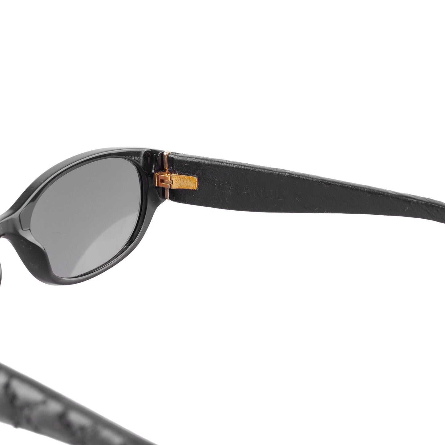 Chanel Vintage Black Quilted Leather Padded Sunglasses