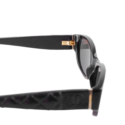 Chanel Vintage Black Quilted Leather Padded Sunglasses