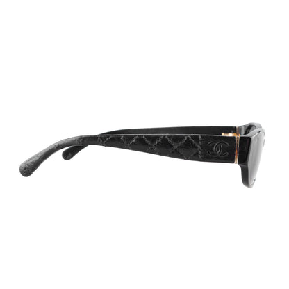 Chanel Vintage Black Quilted Leather Padded Sunglasses