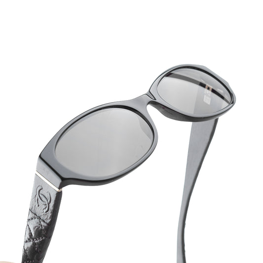 Chanel Vintage Black Quilted Leather Padded Sunglasses