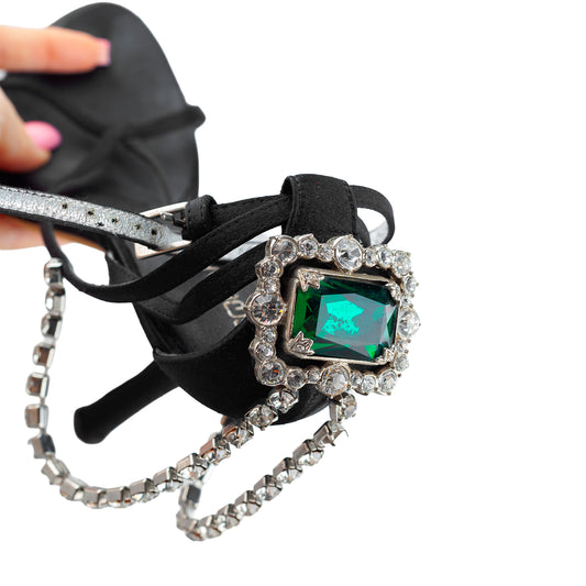 DSQUARED2 2015 “Queen Mary” Jeweled Black Sandal Heels