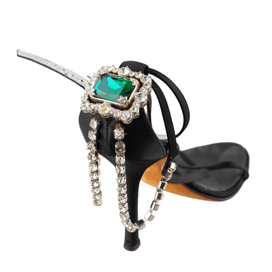 DSQUARED2 2015 “Queen Mary” Jeweled Black Sandal Heels