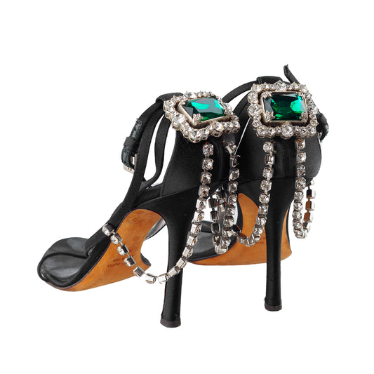 DSQUARED2 2015 “Queen Mary” Jeweled Black Sandal Heels