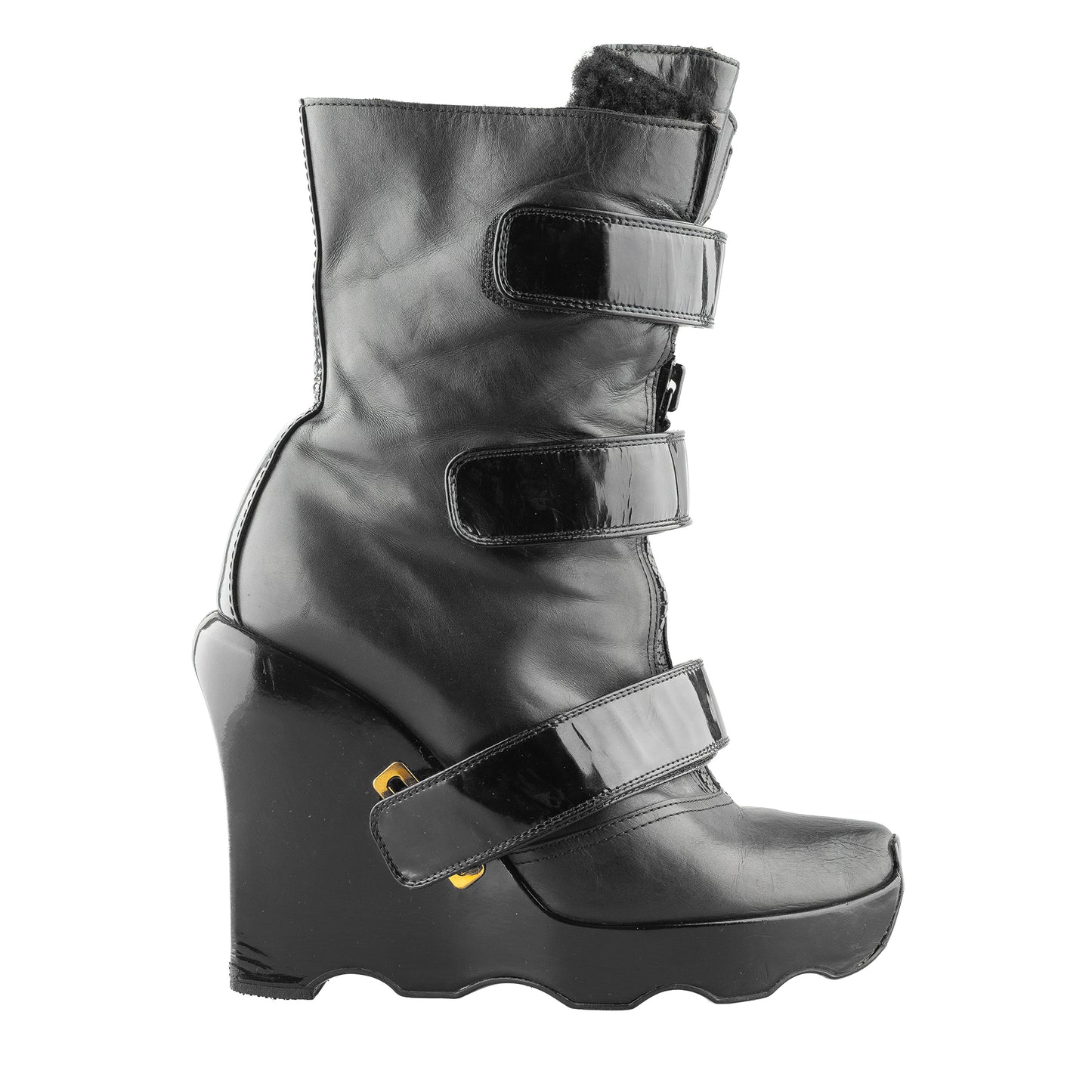 Louis Vuitton FW 2006 Ready-to-Wear Black Leather Wedge Boots