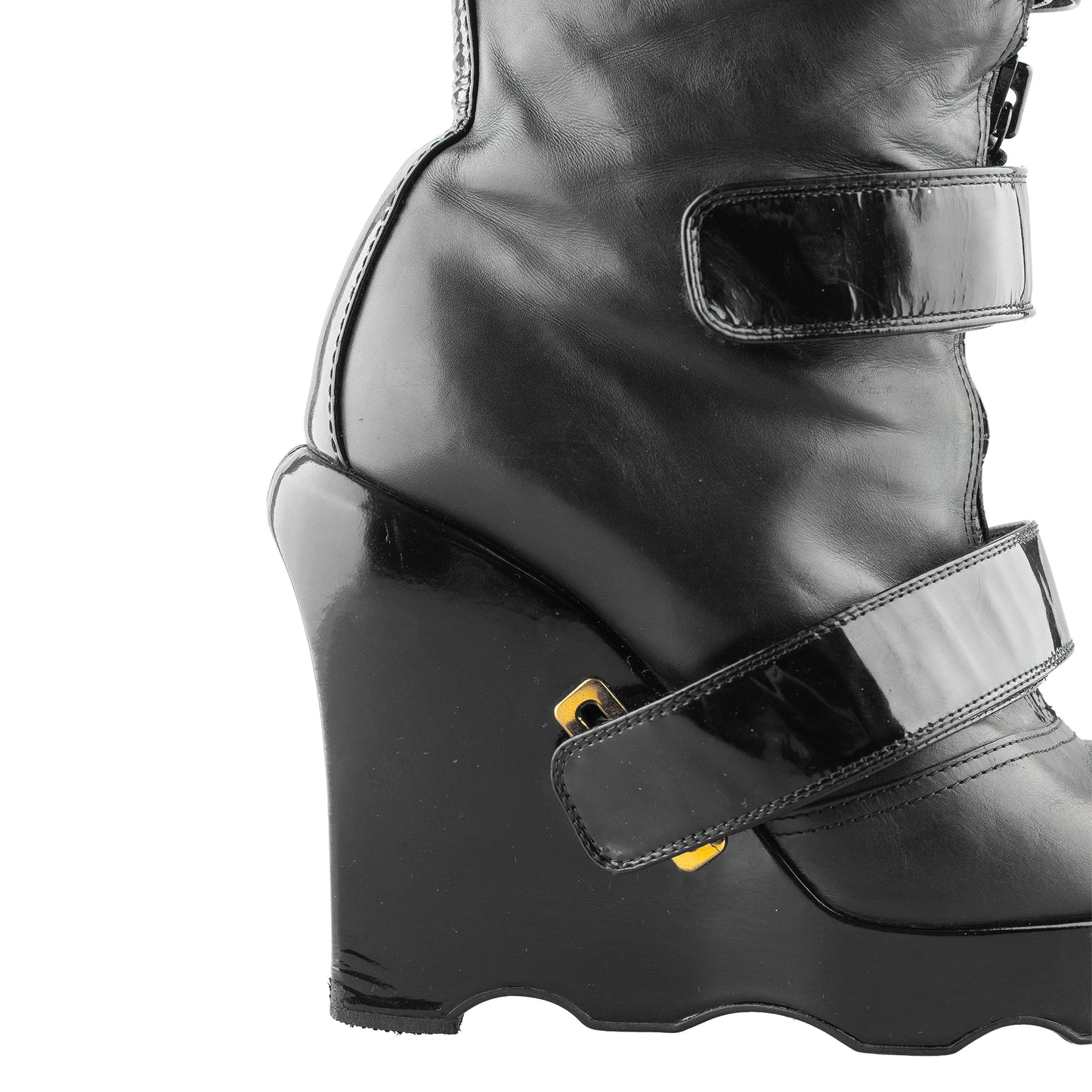 Louis Vuitton FW 2006 Ready-to-Wear Black Leather Wedge Boots