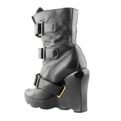 Louis Vuitton FW 2006 Ready-to-Wear Black Leather Wedge Boots