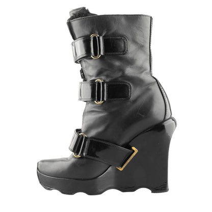 Louis Vuitton FW 2006 Ready-to-Wear Black Leather Wedge Boots