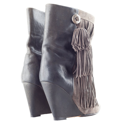 Isabel Marant FW2011 Brown Fringe Hidden Wedge Ankle Boots