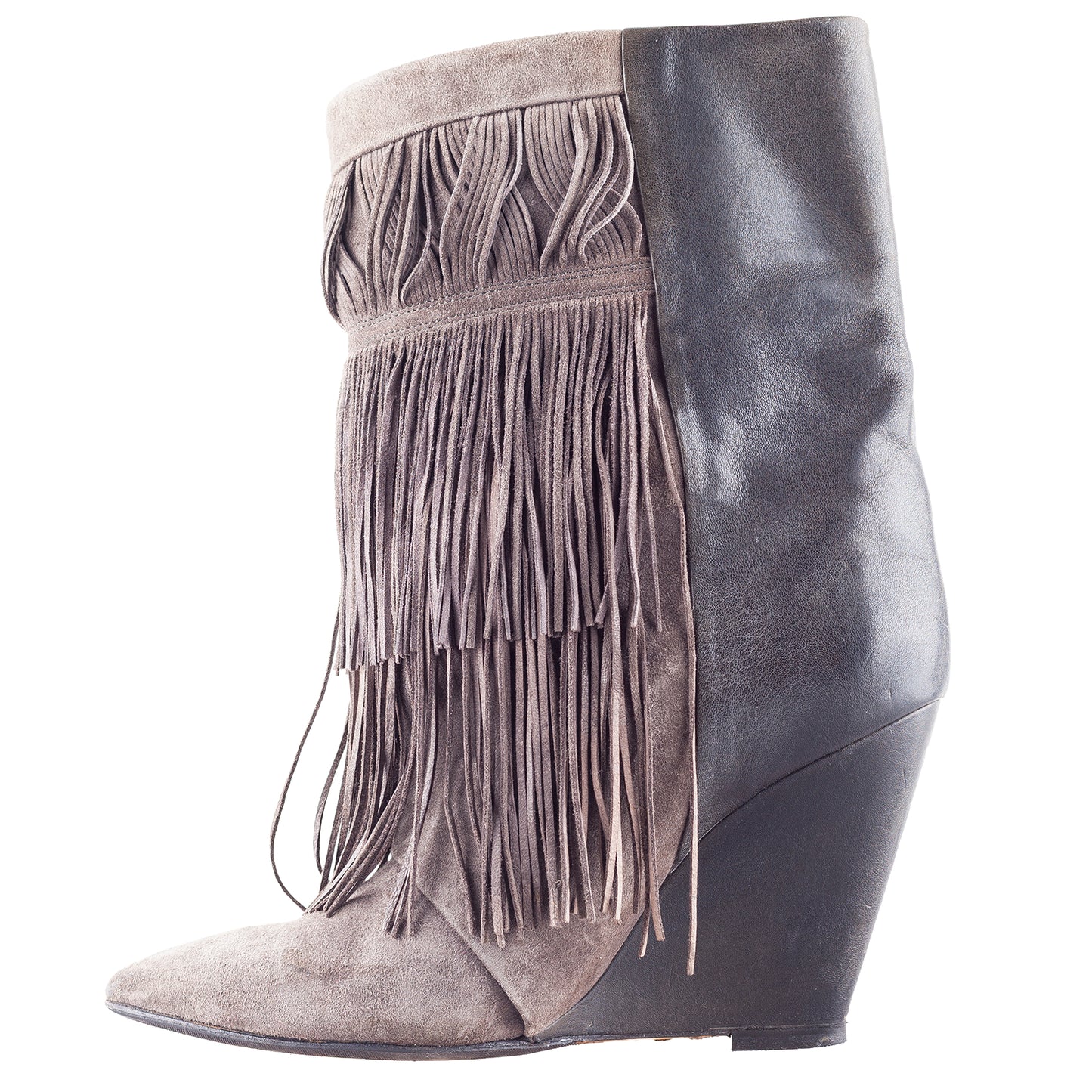 Isabel Marant FW2011 Brown Fringe Hidden Wedge Ankle Boots