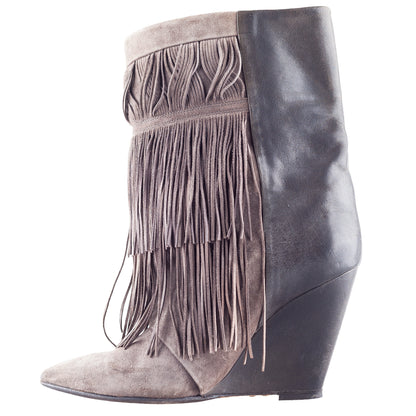 Isabel Marant FW2011 Brown Fringe Hidden Wedge Ankle Boots