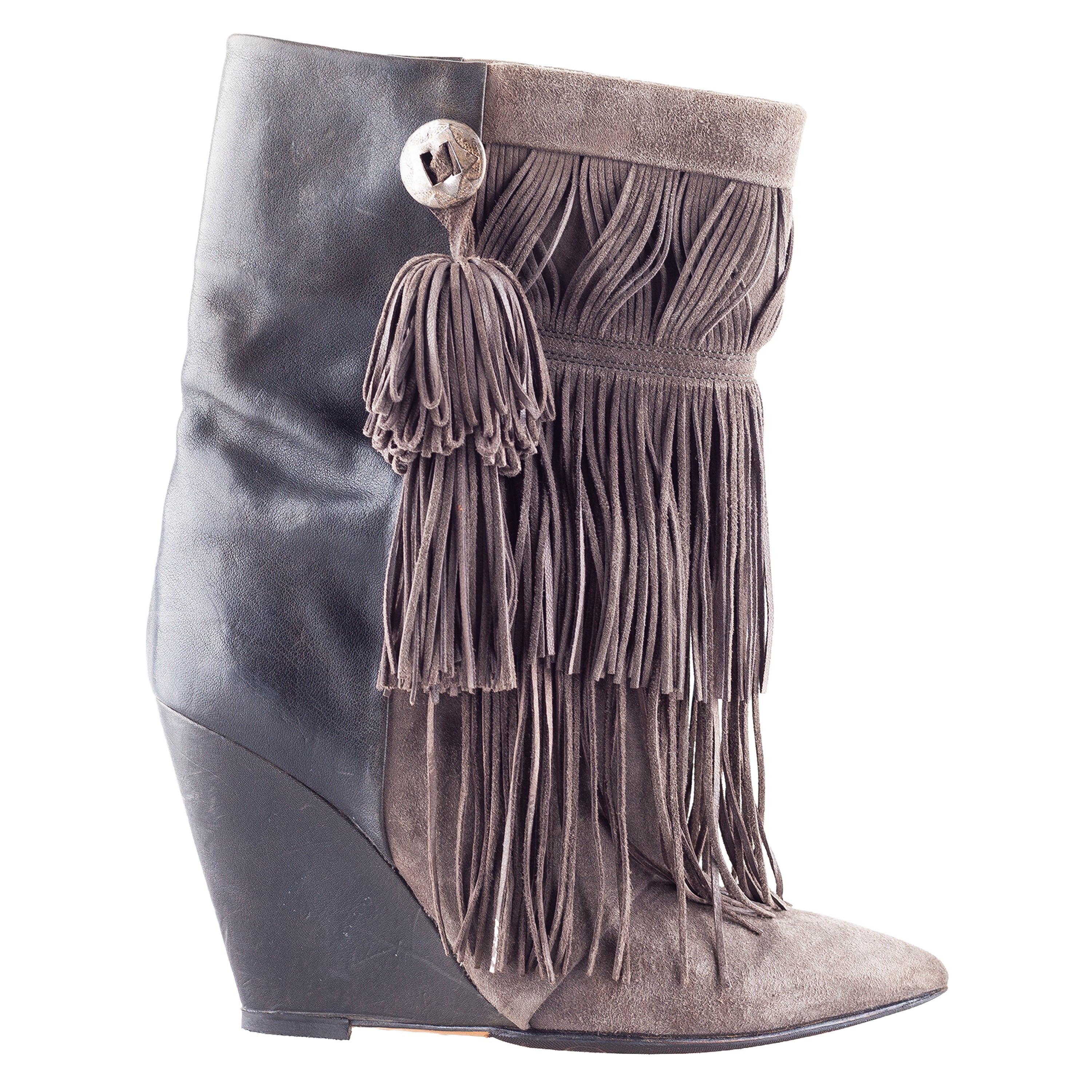 Isabel Marant FW2011 Brown Fringe Hidden Wedge Ankle Boots
