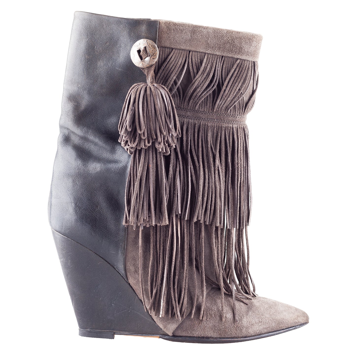 Isabel Marant FW2011 Brown Fringe Hidden Wedge Ankle Boots