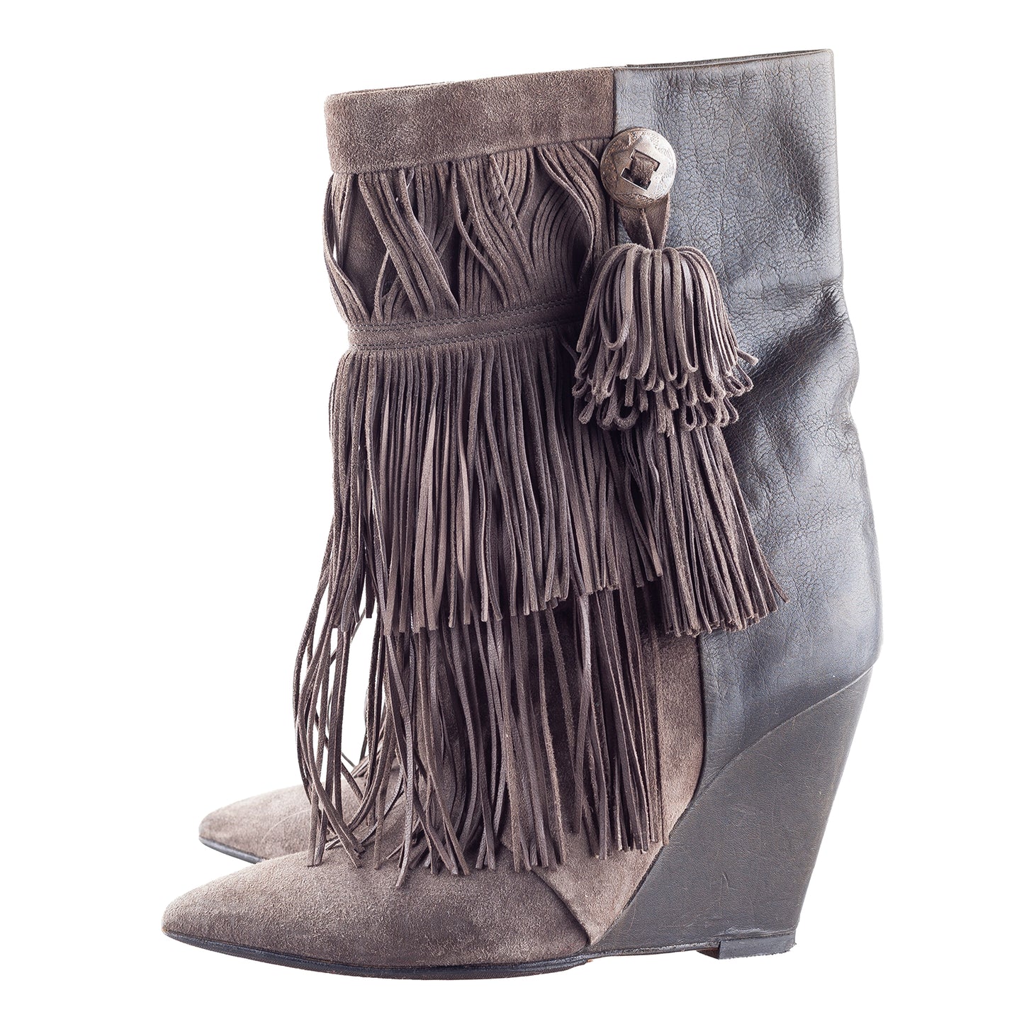 Isabel Marant FW2011 Brown Fringe Hidden Wedge Ankle Boots
