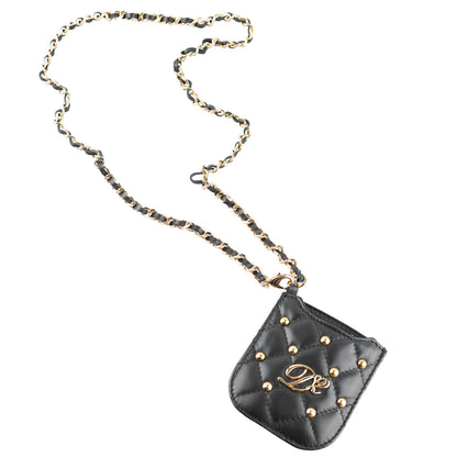 DSQUARED2 Spring/Summer 2013 Black Quilted Leather Logo Card Holder Necklace/Belt