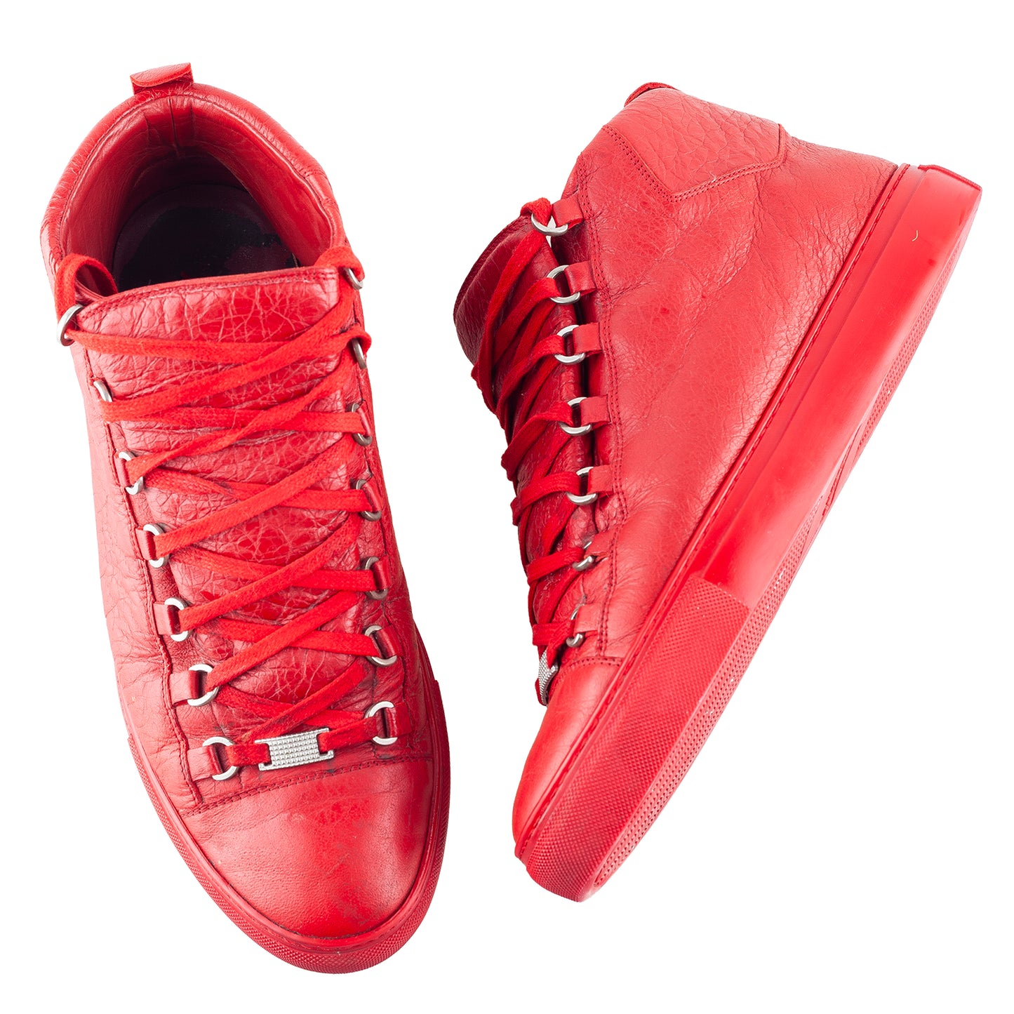 Balenciaga Arena High-Top Red Leather Sneakers
