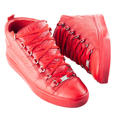 Balenciaga Arena High-Top Red Leather Sneakers